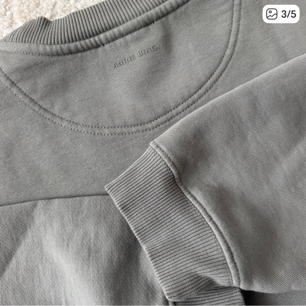 Anine Bing Sage Green Logo Crewneck Sweatshirt size small - Picture 3 of 5